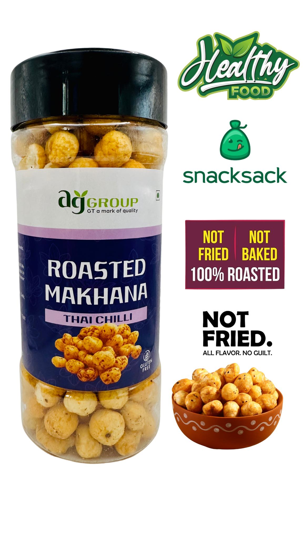 Makhana Fox nuts Roasted Thai Chilly Flavor 80gm Snacks MRP 300