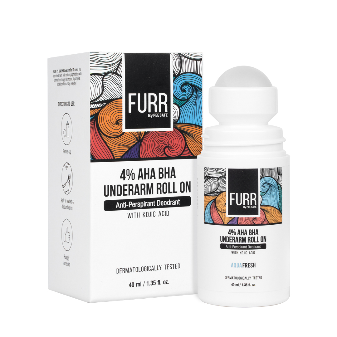 PeeSafe Furr 4% AHA BHA Underarm Roll On FreshAqua Fragrance Deo Roll-on 40mL MRP 399
