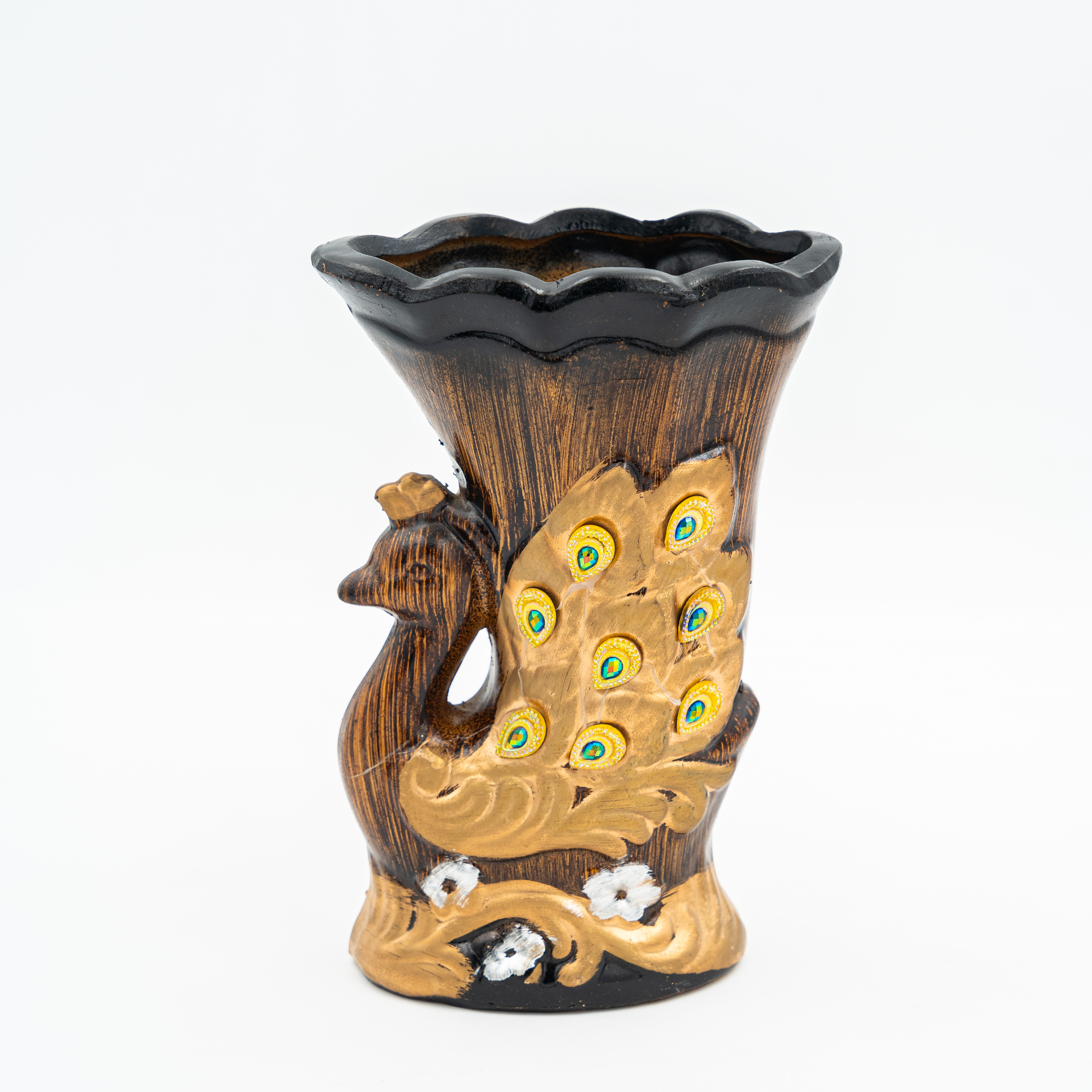 Small Ceramic Flower Vase in Peacock Design Décor MRP 1025