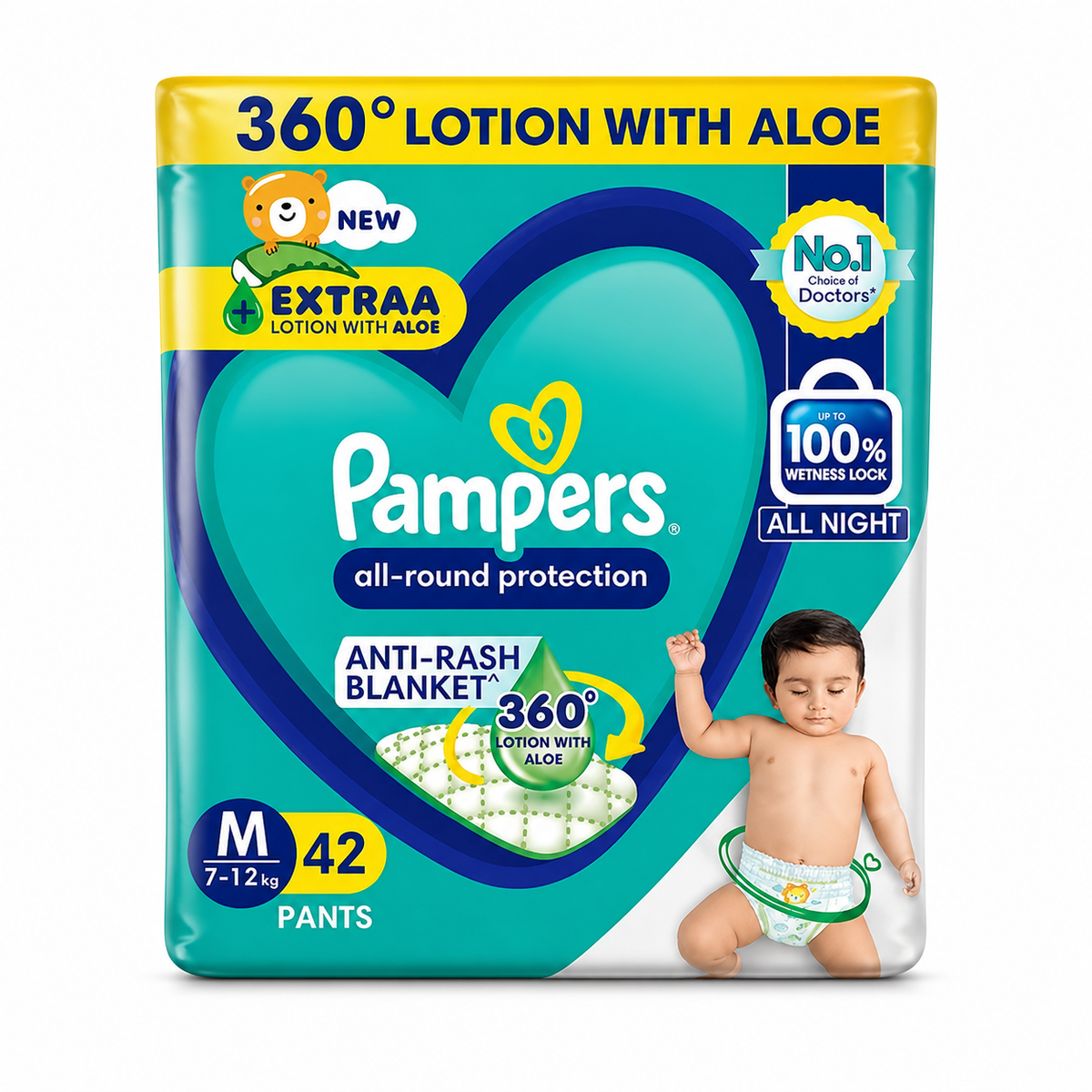 Pampers All Round Protection Baby Diapers M Size MRP 1438