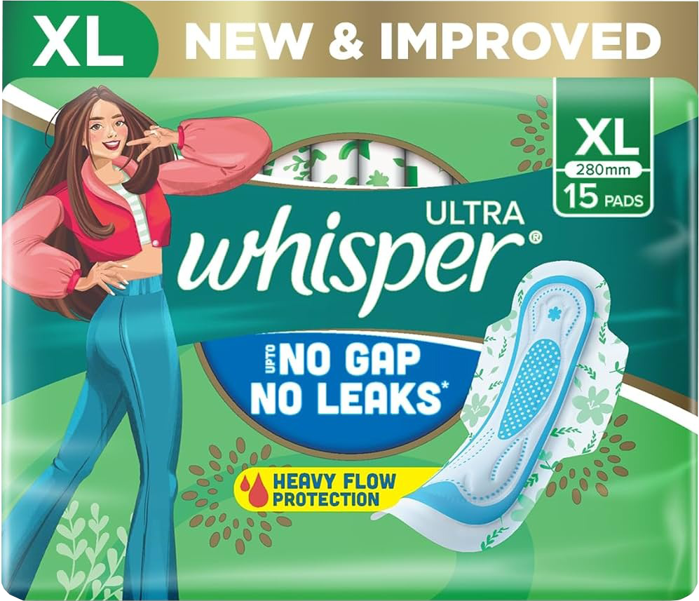 Whisper Ultra Clean Sanitary Pads XL 280mm - MRP 600