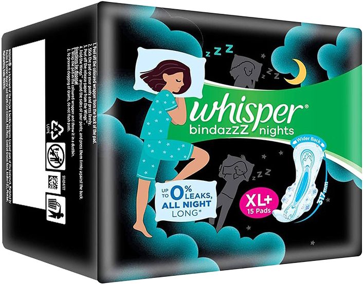 Whisper Ultra Night Sanitary Pads XL 317mm - MRP 360