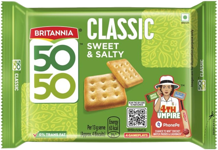 Britannia 50-50 Sweet & Salty Biscuits 150g MRP 50