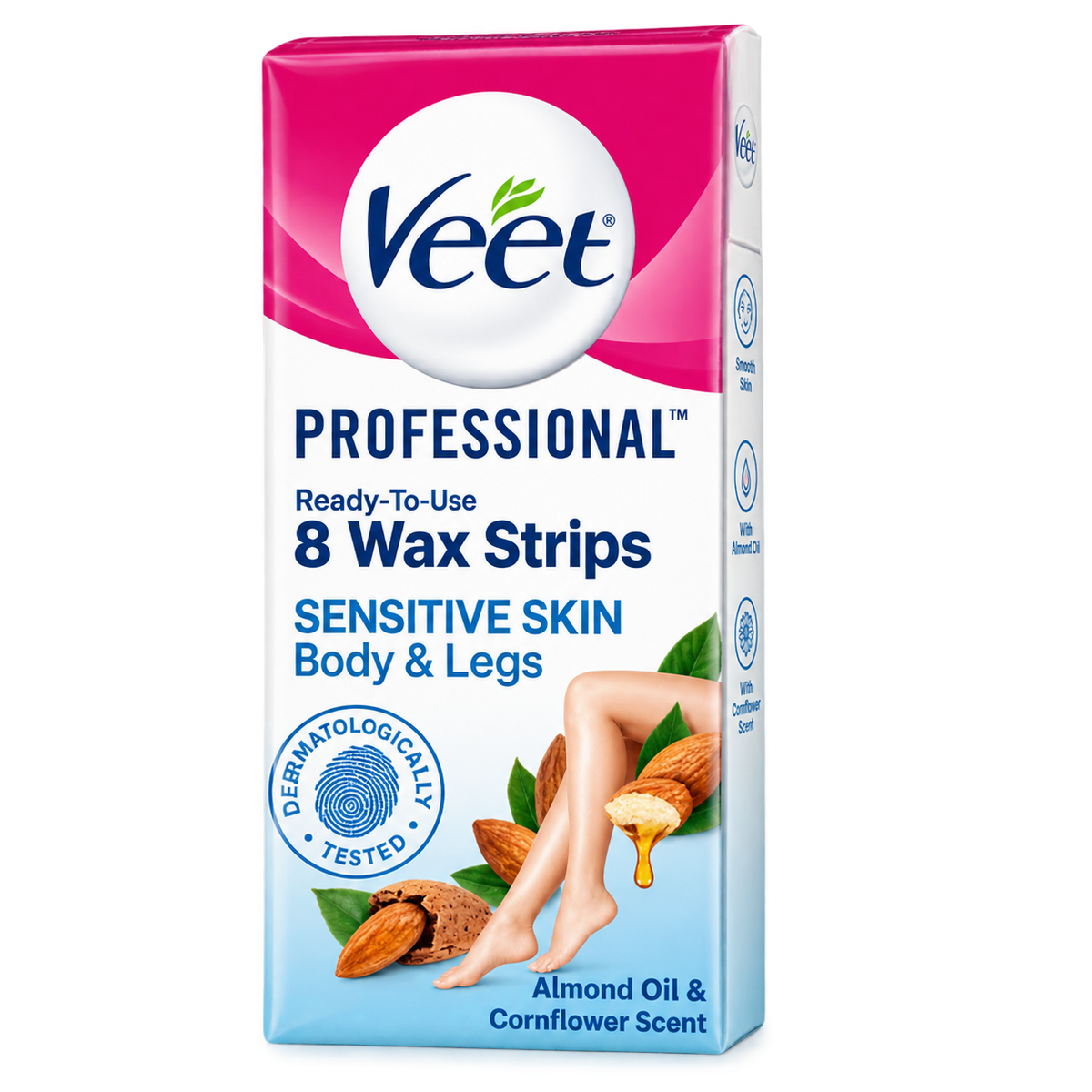 Veet Professional Almond Oil & Cornflower Scent Wax Strips 8pcs MRP 192