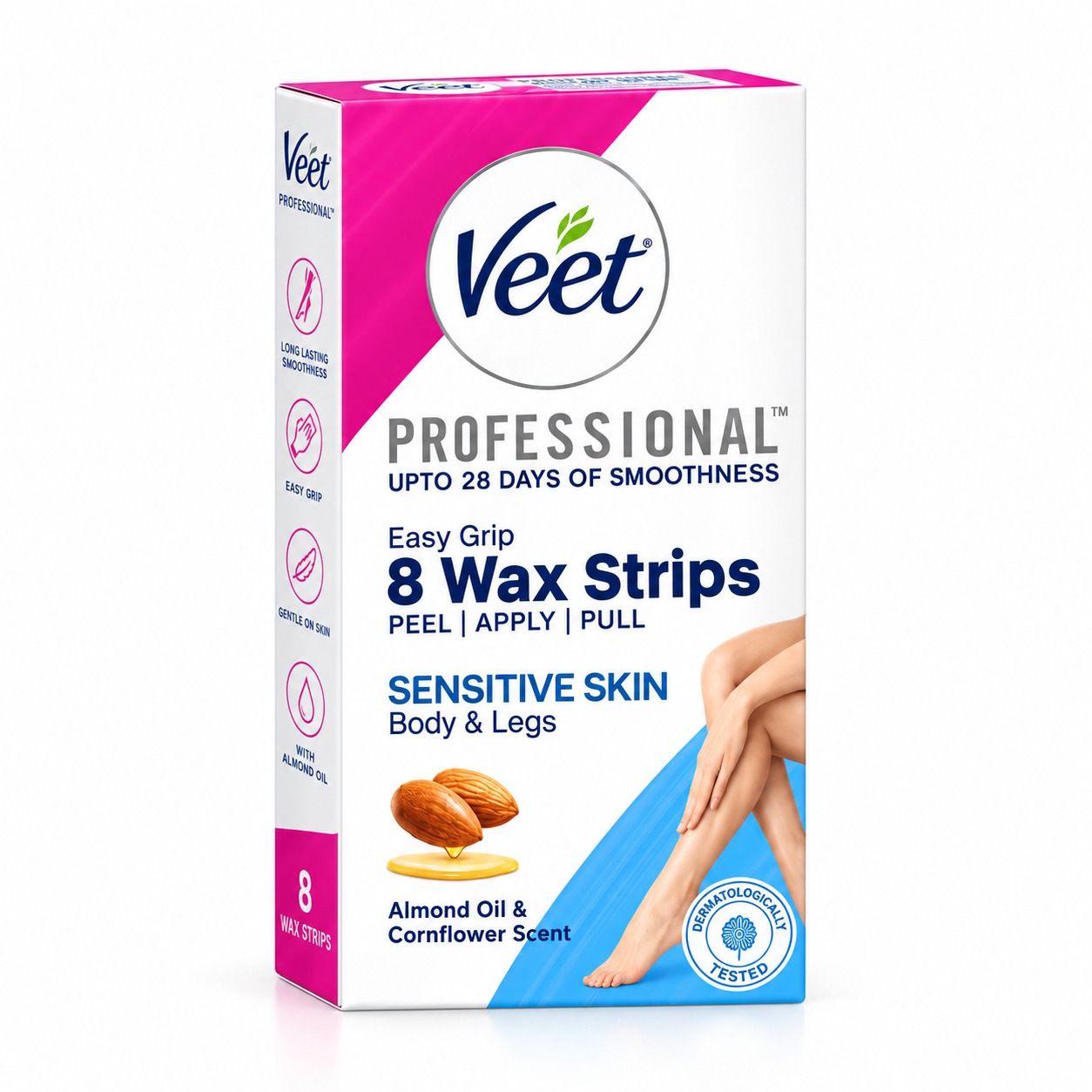Veet Professional Almond Oil & Cornflower Scent Wax Strips 8pcs MRP 192
