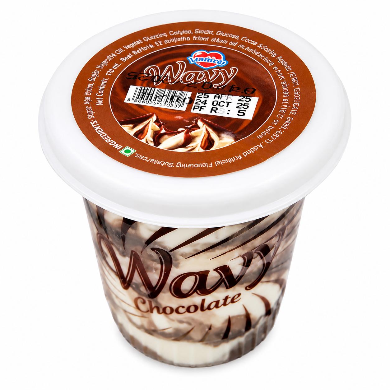 Lovebirds Wavy Chocolate Ice Cream Cup 120ml MRP 100
