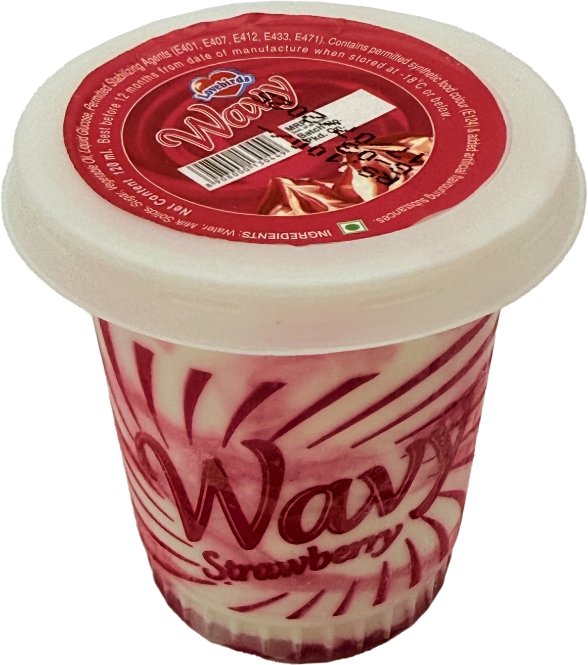 Lovebirds Wavy Strawberry Ice Cream Cup 120ml MRP 100