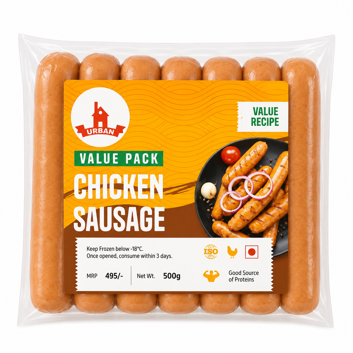Urban Non-veg Frozen Chicken Sausage (Value Pack) 500g MRP 495