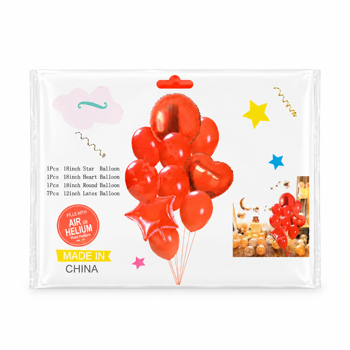 Ballon Assorted Mix (Red) Party Items MRP 254