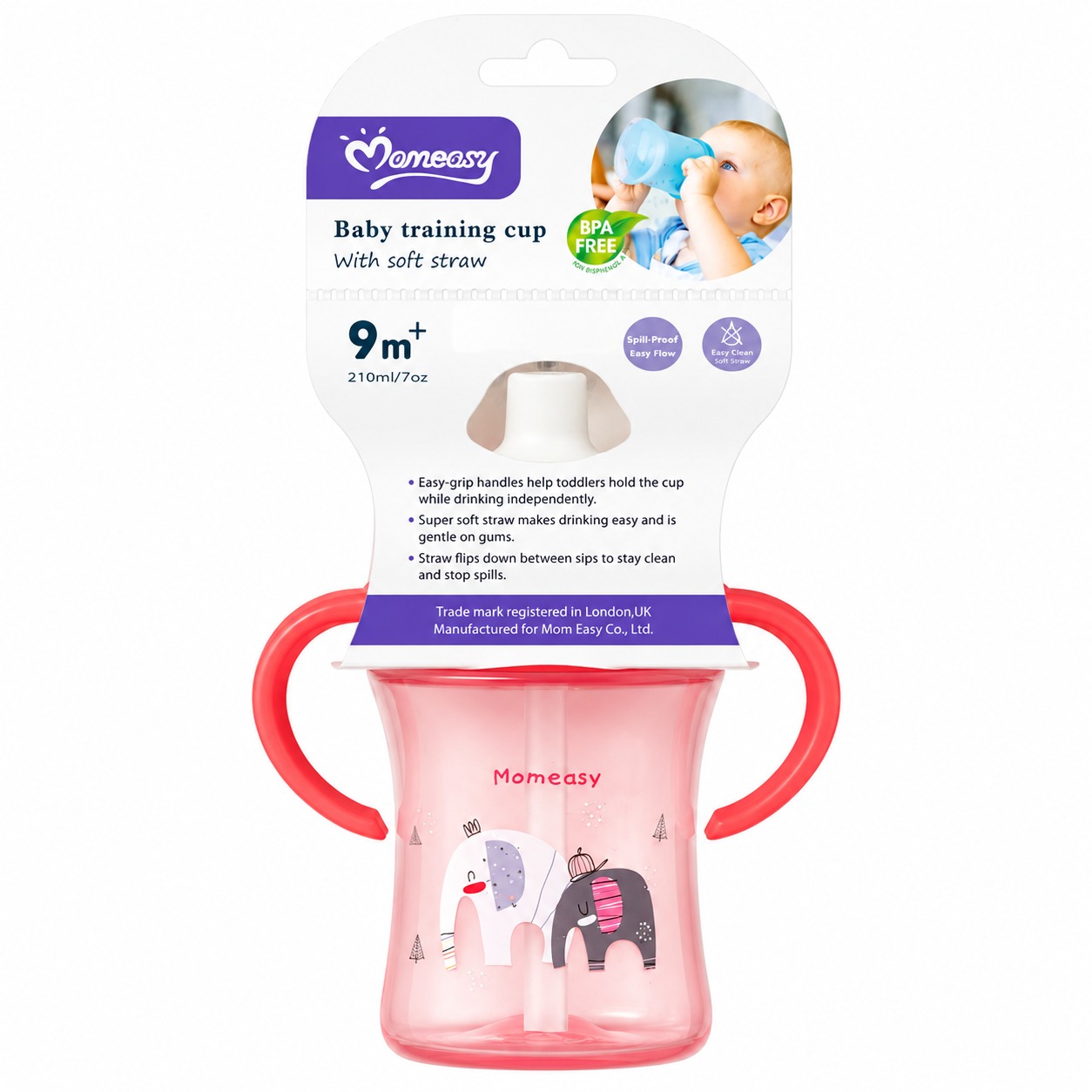 Momeasy Baby Training Cup with Soft Straw 210ml MRP 745