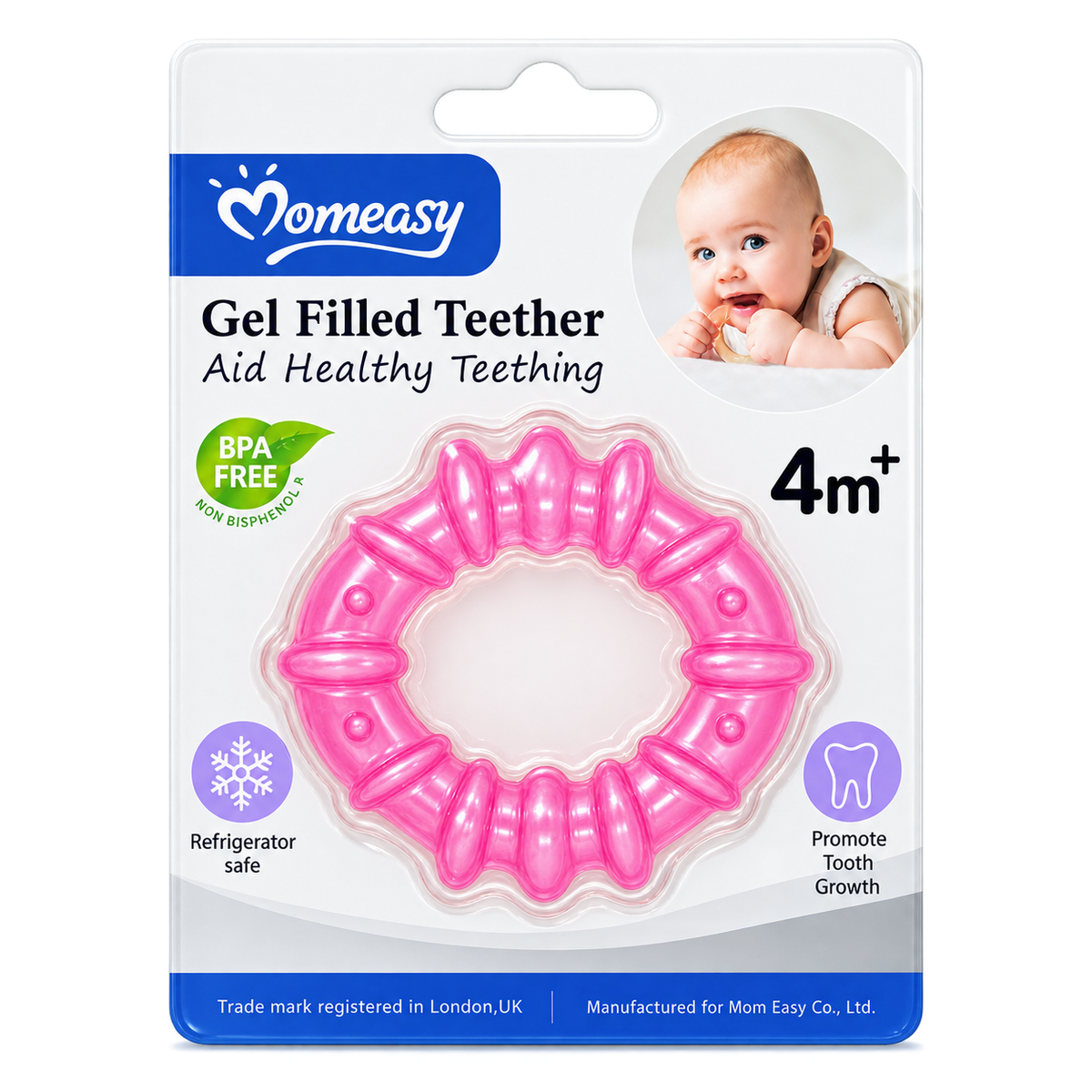 Momeasy Gel Filled Teether Pink Color Ring Design 1pcs MRP 330