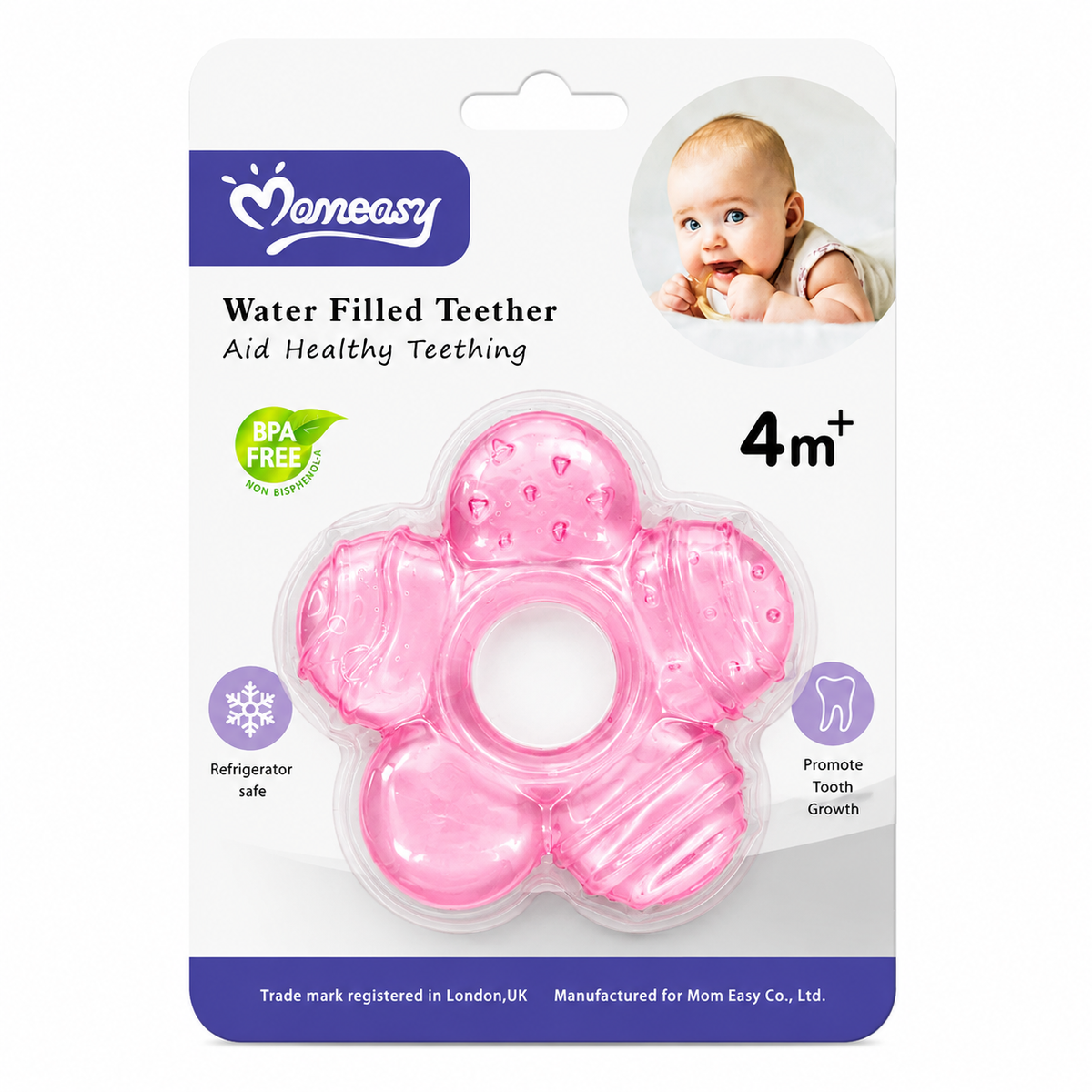 Momeasy Water Filled Teether Pink Color Flower Design 1pcs MRP 330