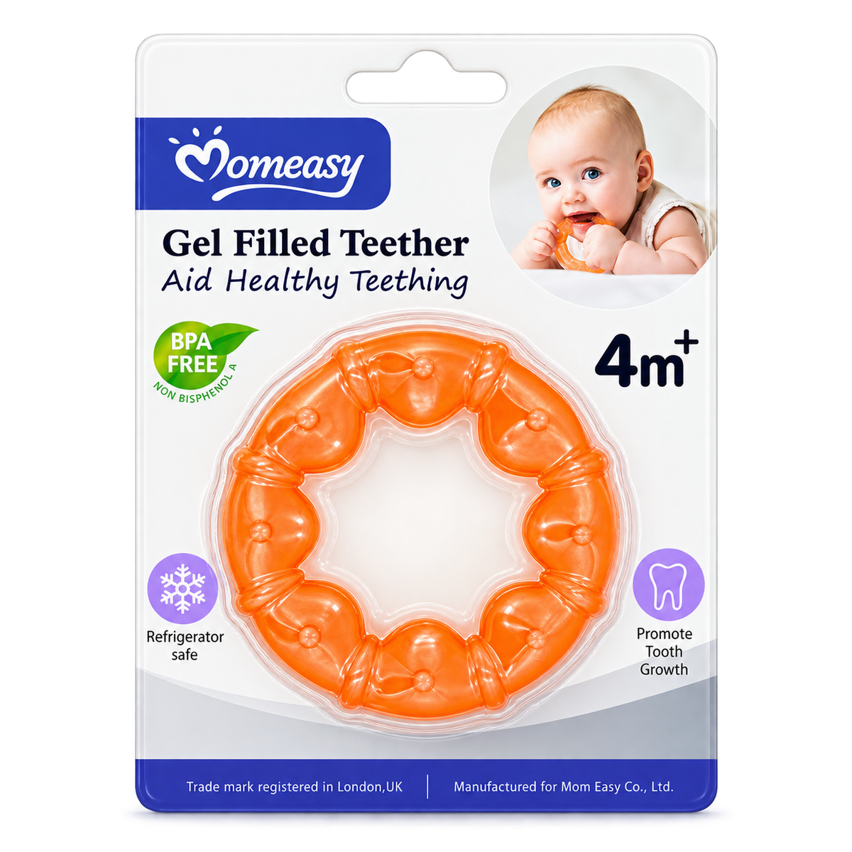 Momeasy Gel Filled Teether Orange Color Ring Design 1pcs MRP 330