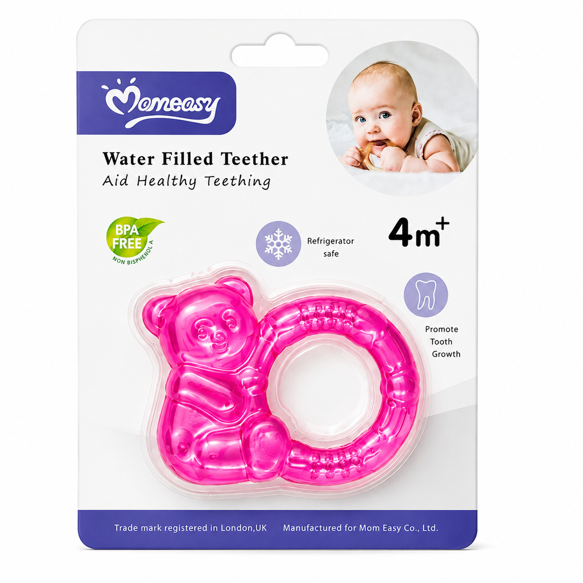 Momeasy Water Filled Teether Pink Color Panda Design 1pcs MRP 330