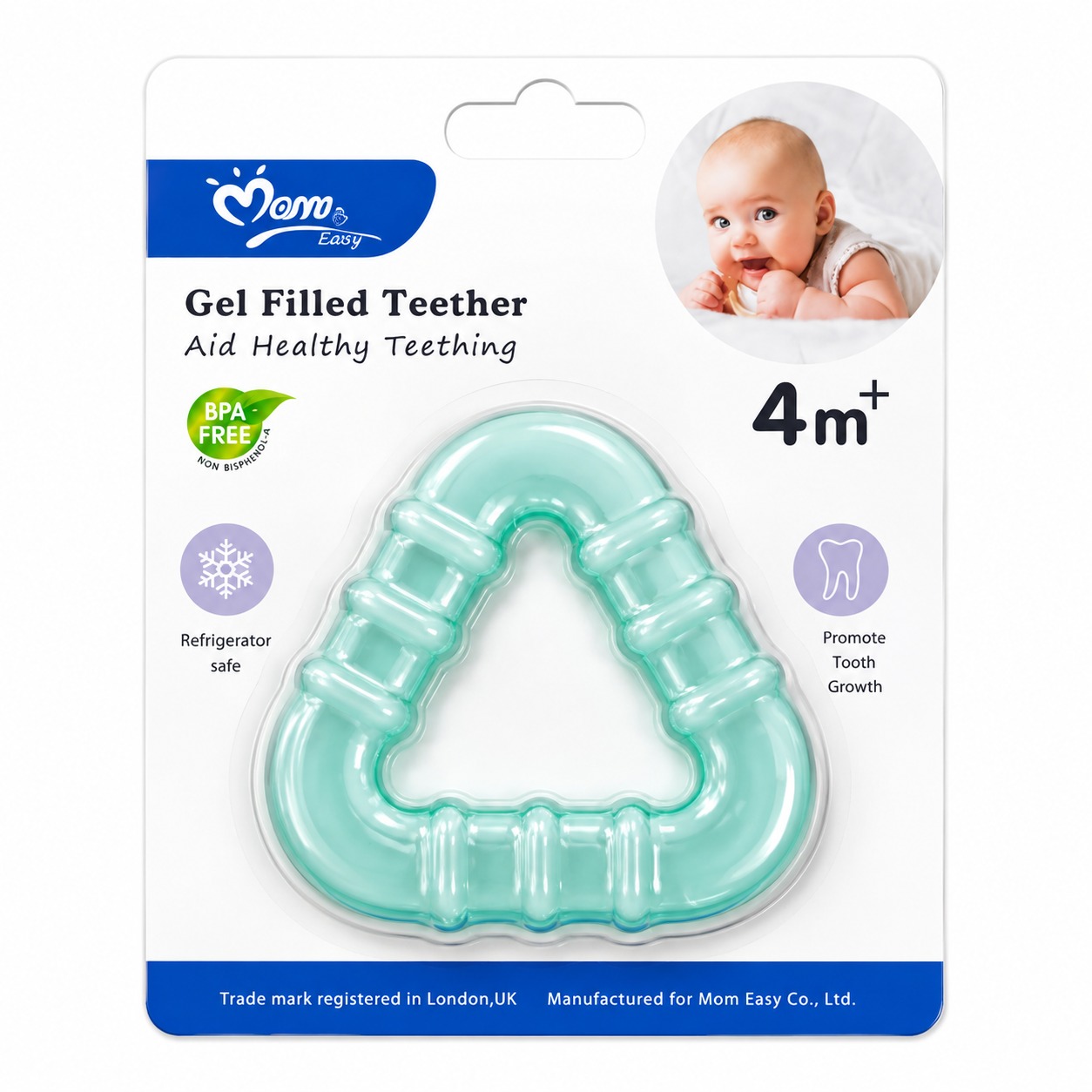 Momeasy Gel Filled Teether Blue Color Triangle Design 1pcs MRP 330