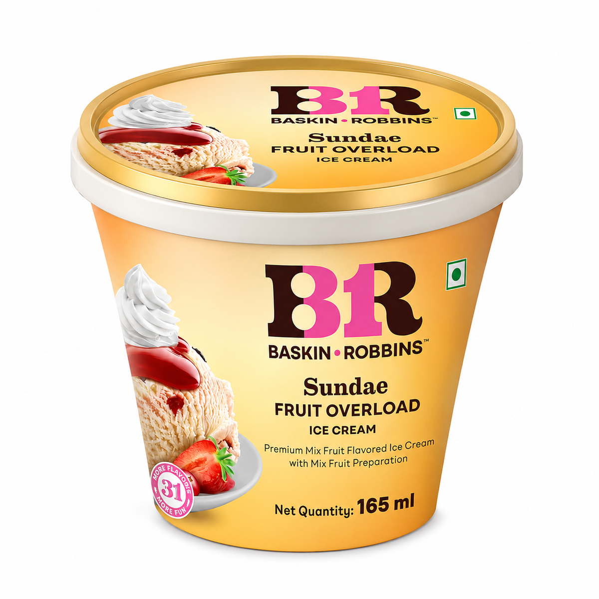 Baskin Robbins Fruit Overload Sundae Ice Cream Cup 165ml MRP 395