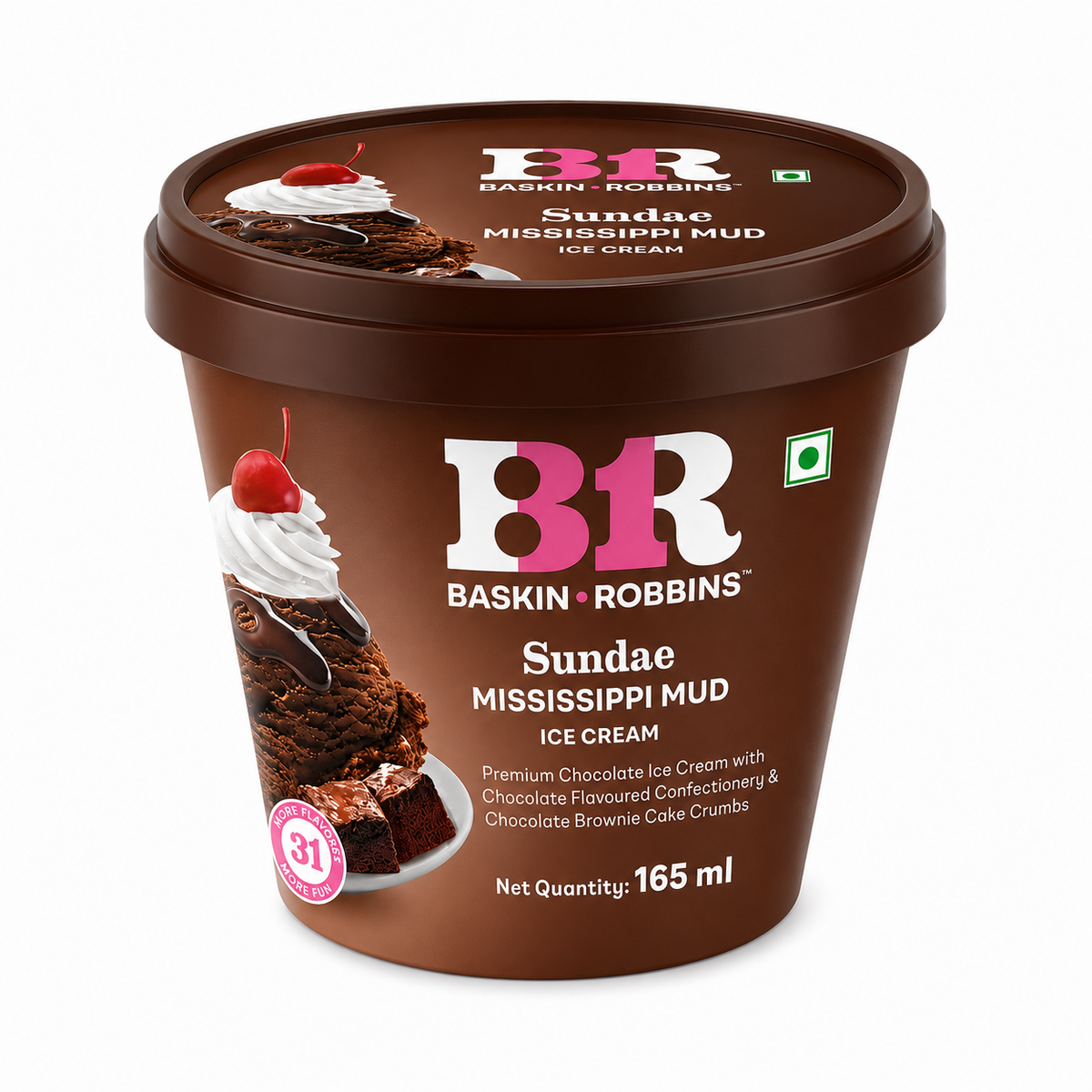 Baskin Robbins Mississippi Mud Sundae Ice Cream Cup 165ml MRP 395