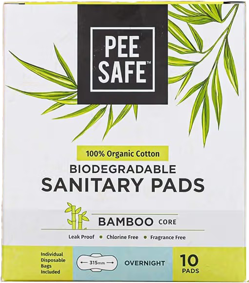 Pee Safe 100% Organic Cotton Sanitary Pads 315mm - MRP 479