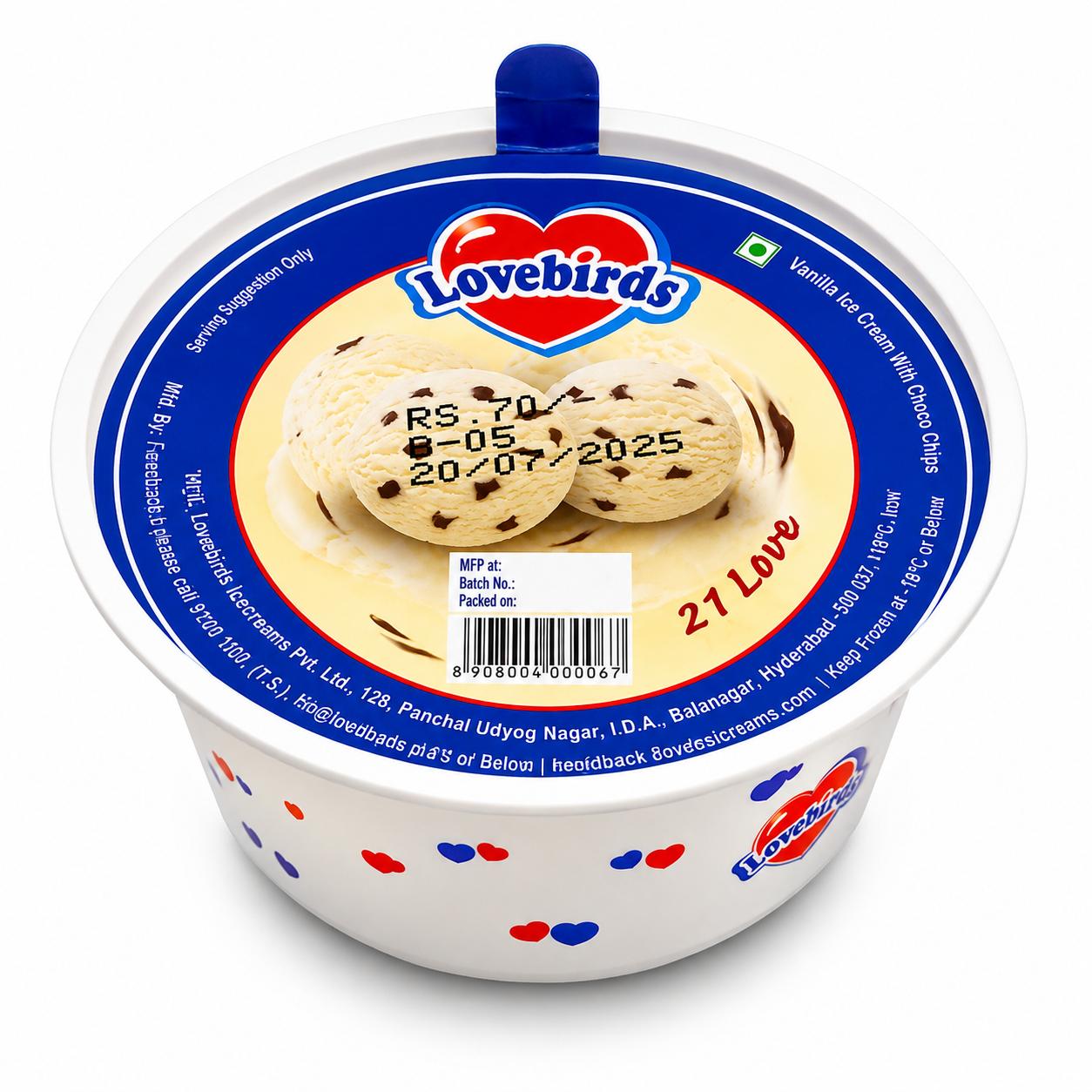 Lovebirds 21 Love Big Cup Ice Cream Tub 90ml MRP 70
