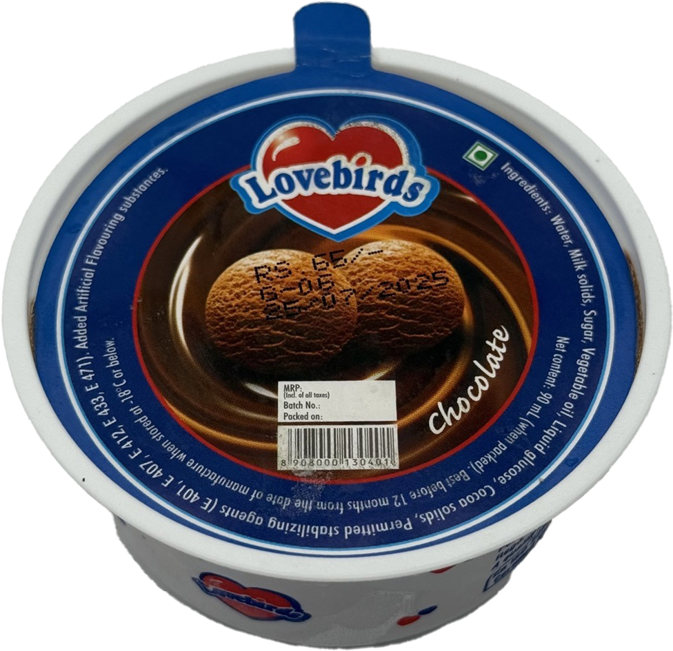 Lovebirds Chocolate Big Cup Ice Cream Tub 90ml MRP 65