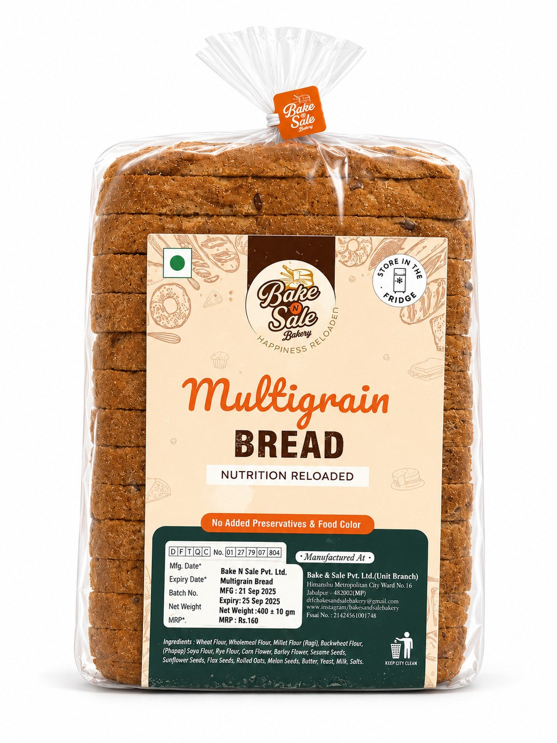 Bake N Sale Multigrain Bread 460g MRP 160