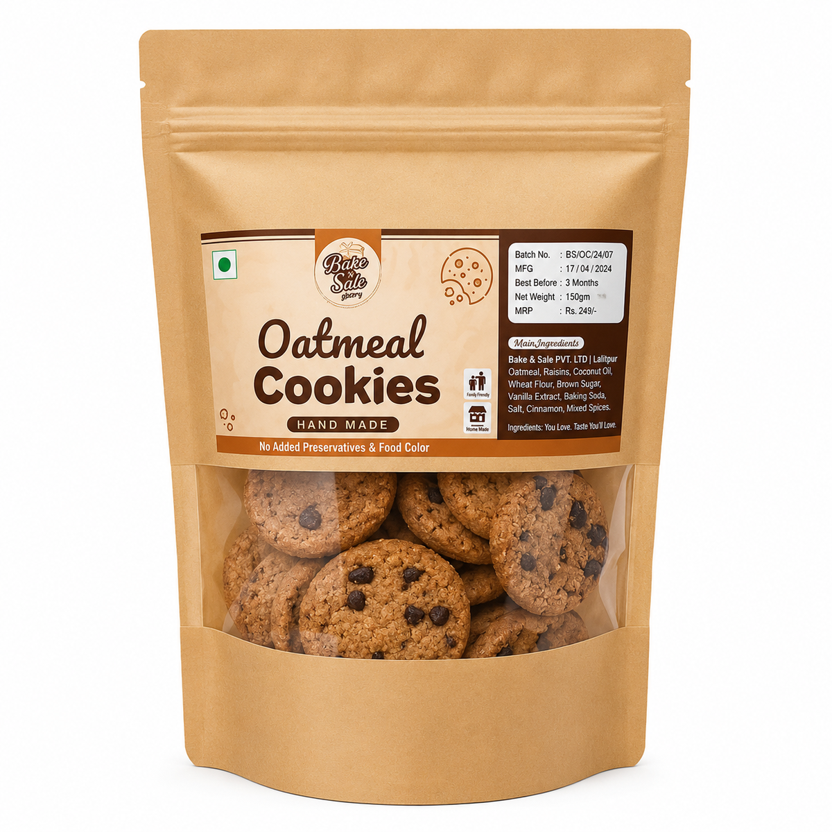 Bake N Sale Oatmeal Cookies 150g MRP 295
