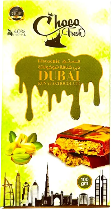 Kunafa Dubai Origin Real Pistachio Chocolate 100g MRP 2000