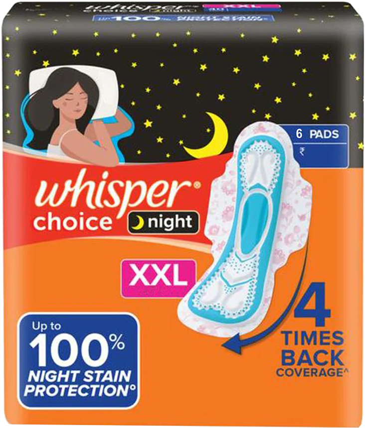 Whispers Choice Night Sanitary Pads XXL 317mm MRP 80
