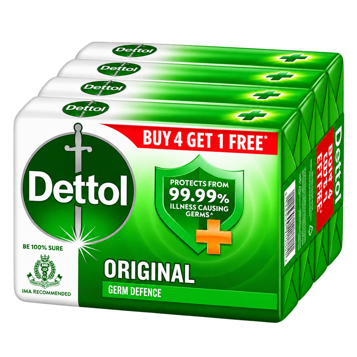 Dettol Original Bathing Soap Bar (100g x Pack of 4) MRP 250