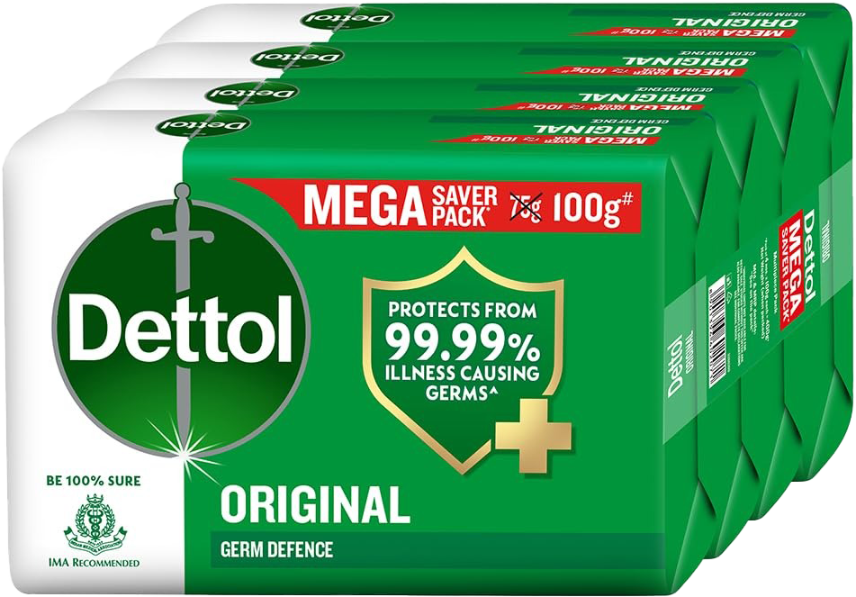 Dettol Original Bathing Soap Bar (100g x Pack of 4) MRP 250
