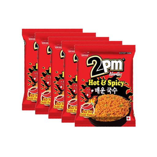 2 PM Noodles Hot & Spicy (120g x Pack of 5) MRP 250