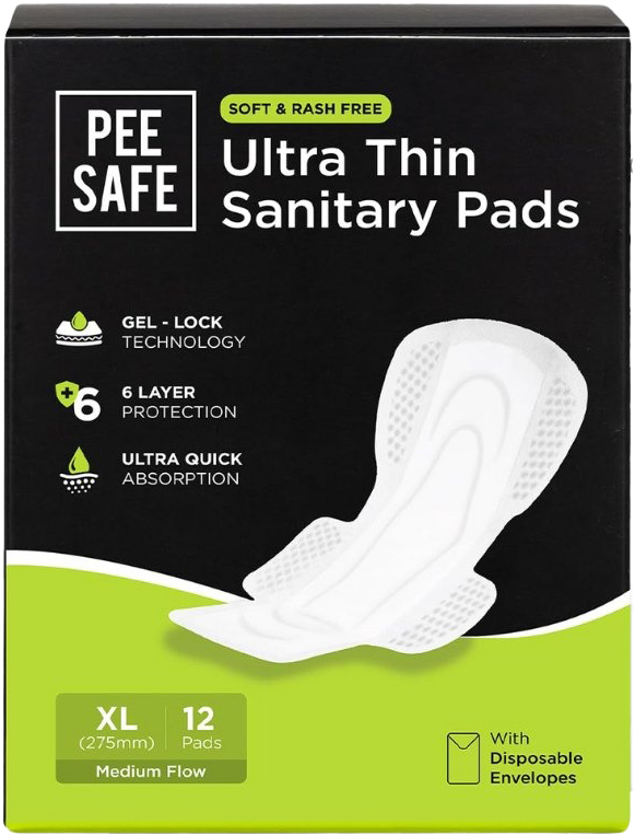 Pee Safe Ultra Thin Sanitary Pads XL 275mm - MRP 288