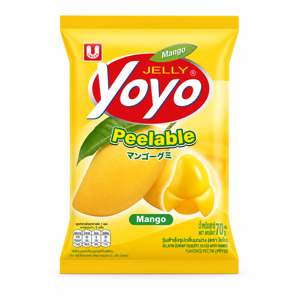 United Yoyo Peelable Mango Gummy Jelly 70g MRP 330