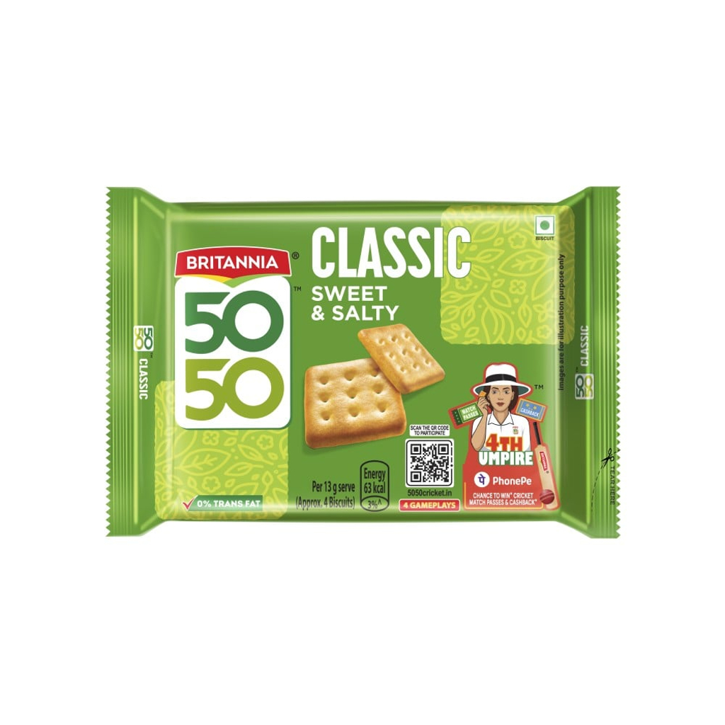 Britannia 50-50 Sweet & Salty Biscuits 150g MRP 50