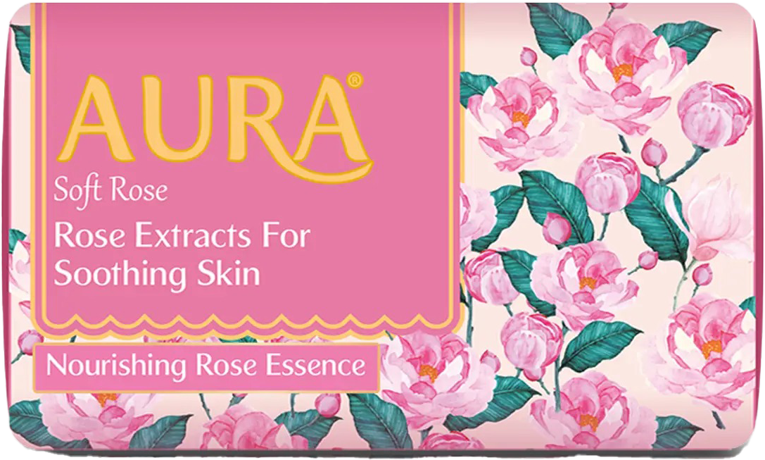 Aura Soft Rose Bathing Soap (100g x Pack of 4) MRP 200