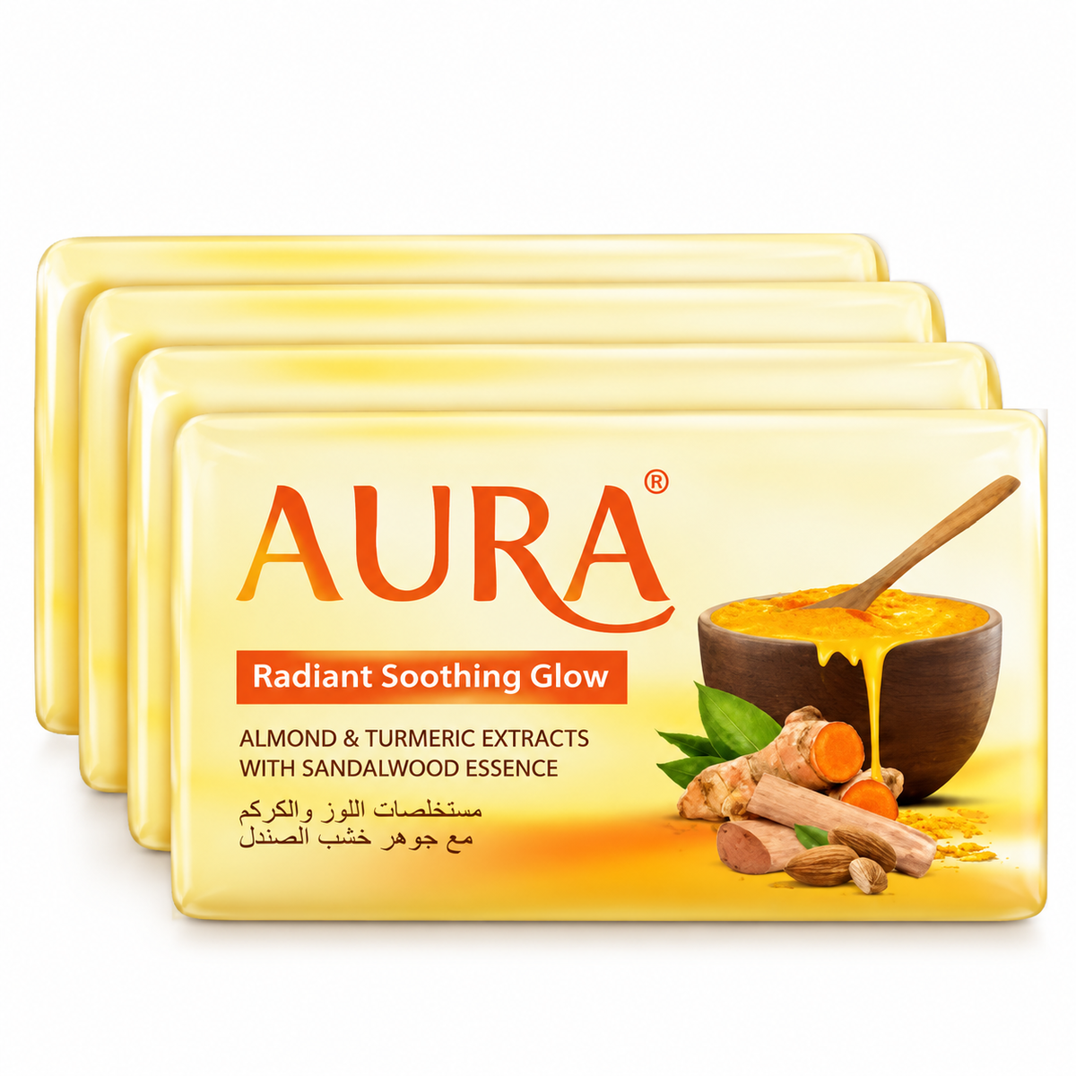 Aura Radiant Soothing Glow Bathing Soap (100g x Pack of 4) MRP 200