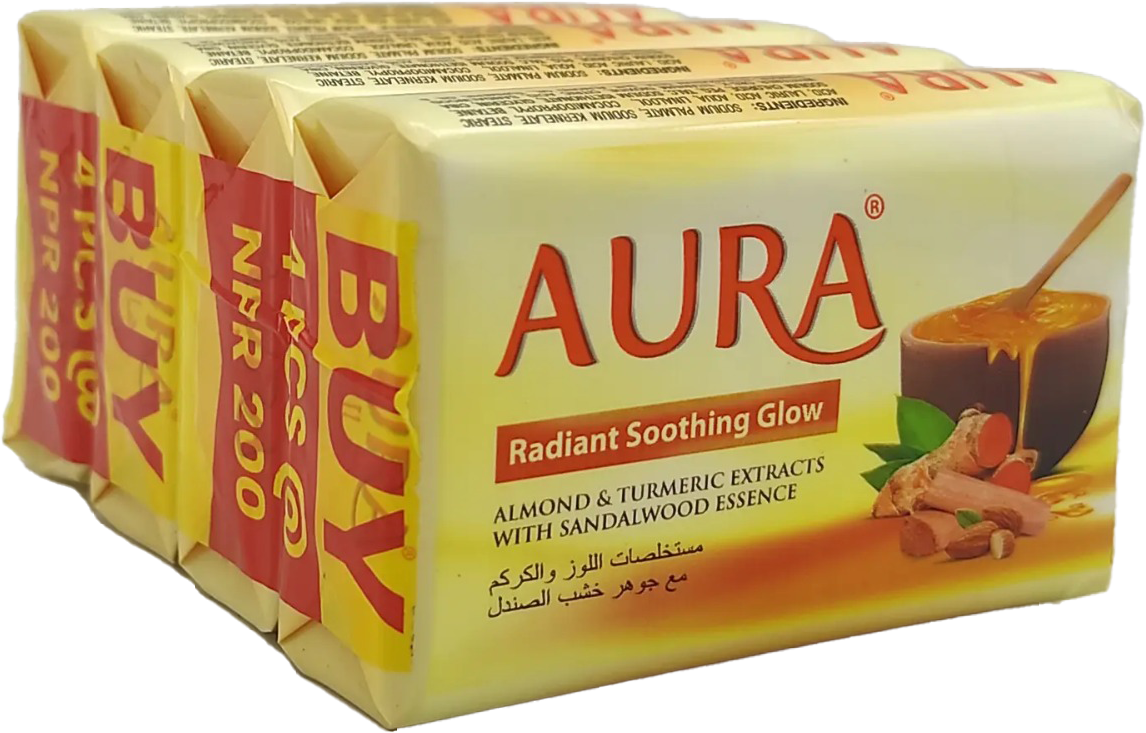 Aura Radiant Soothing Glow Bathing Soap (100g x Pack of 4) MRP 200