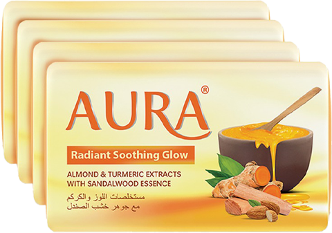 Aura Radiant Soothing Glow Bathing Soap (100g x Pack of 4) MRP 200