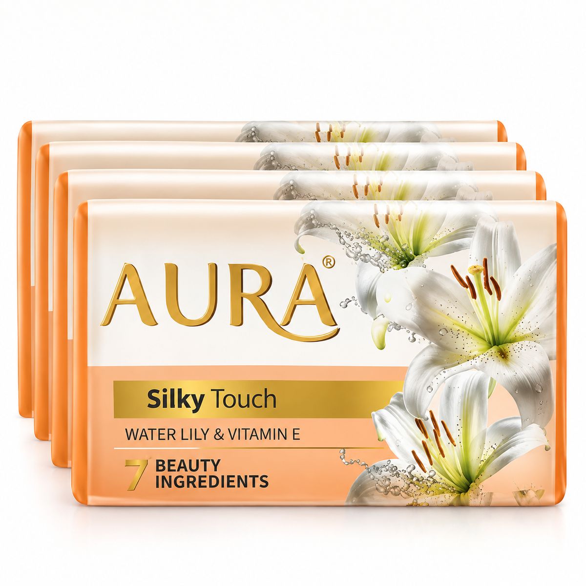 Aura Silky Touch Bathing Soap (100g x Pack of 4) MRP 200