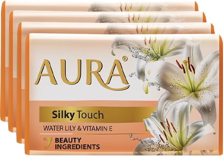 Aura Silky Touch Bathing Soap (100g x Pack of 4)