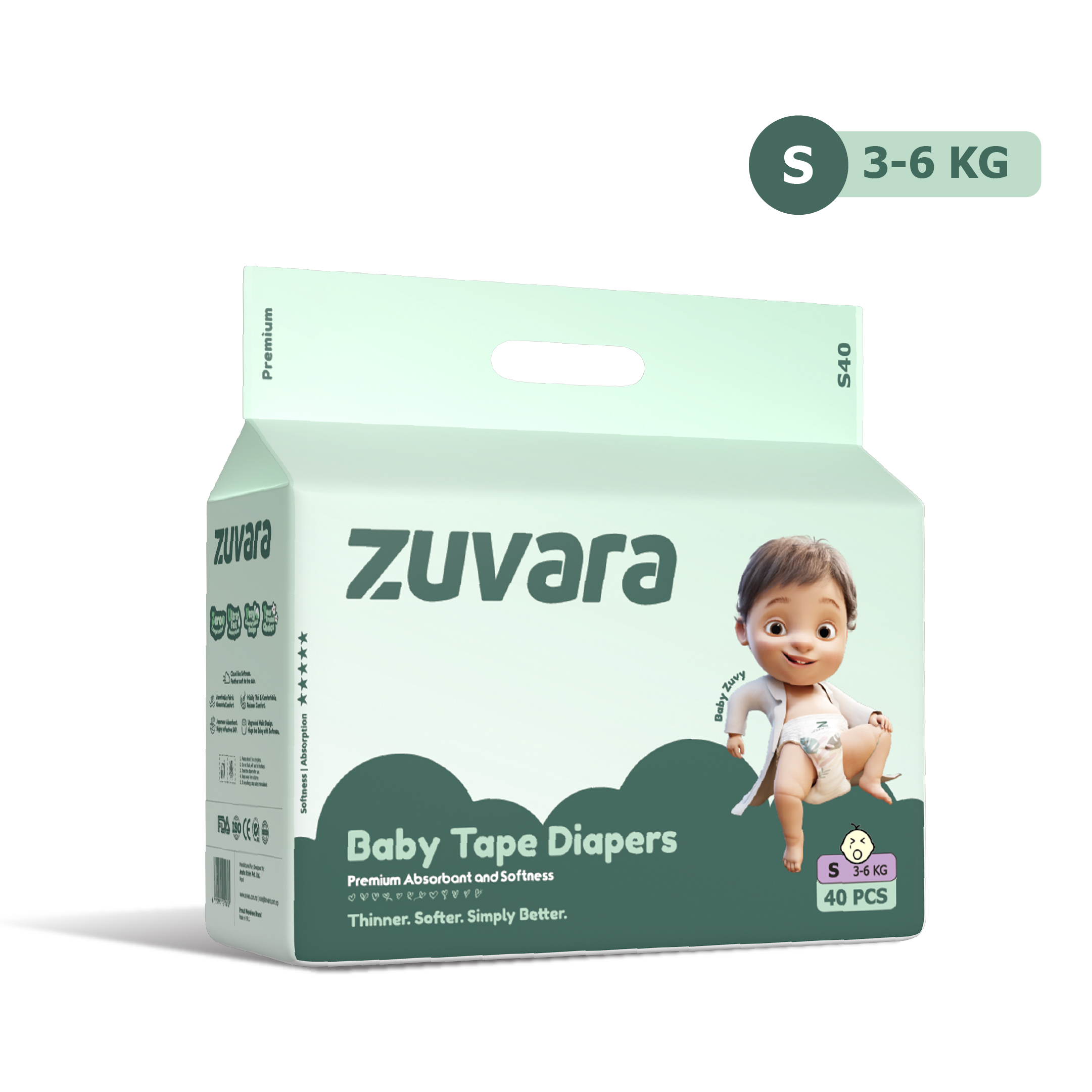 Zuvara Feather Diaper Taped - S Size MRP 1025