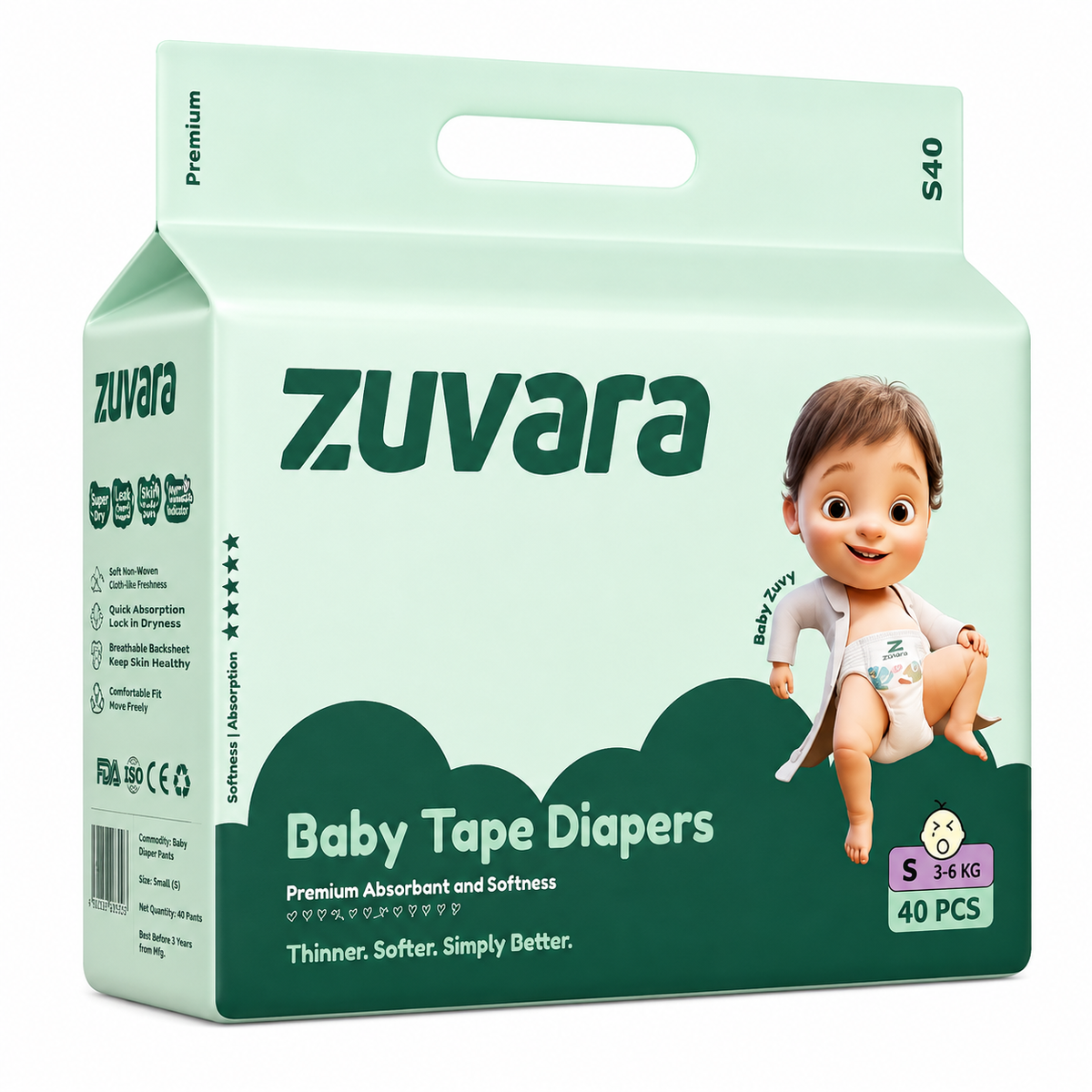 Zuvara Feather Taped Diaper S Size MRP 1025
