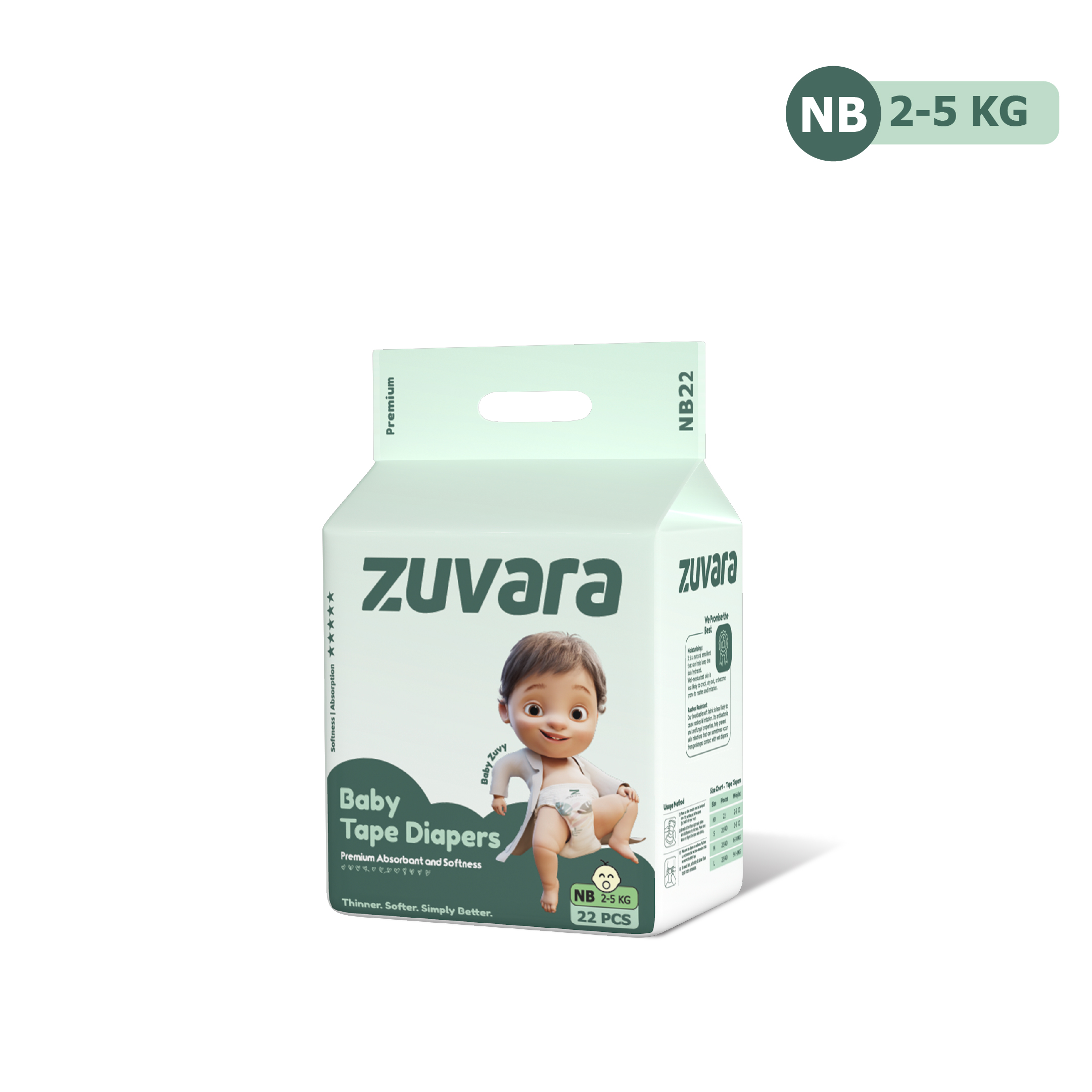 ZUVARA Feather Diaper Taped - NB Size MRP 540