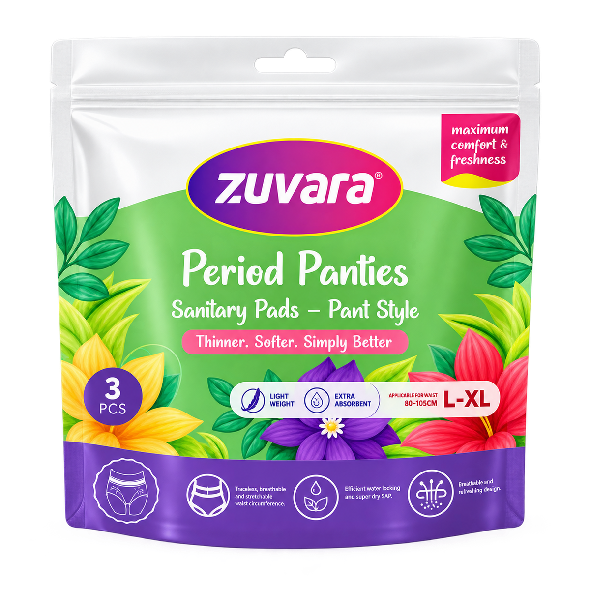 Zuvara Disposable Sanitary Period Panties 3pcs MRP 150