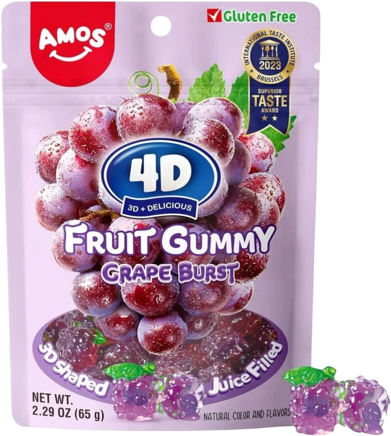 Amos 4D Fruit Gummy Grape Burst Candies 65g MRP 170