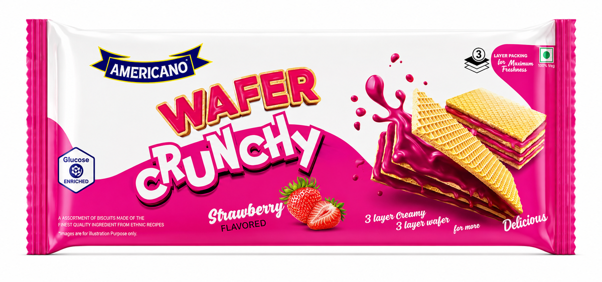 Americano Crunchy Strawberry Cream Wafers 130g MRP 170