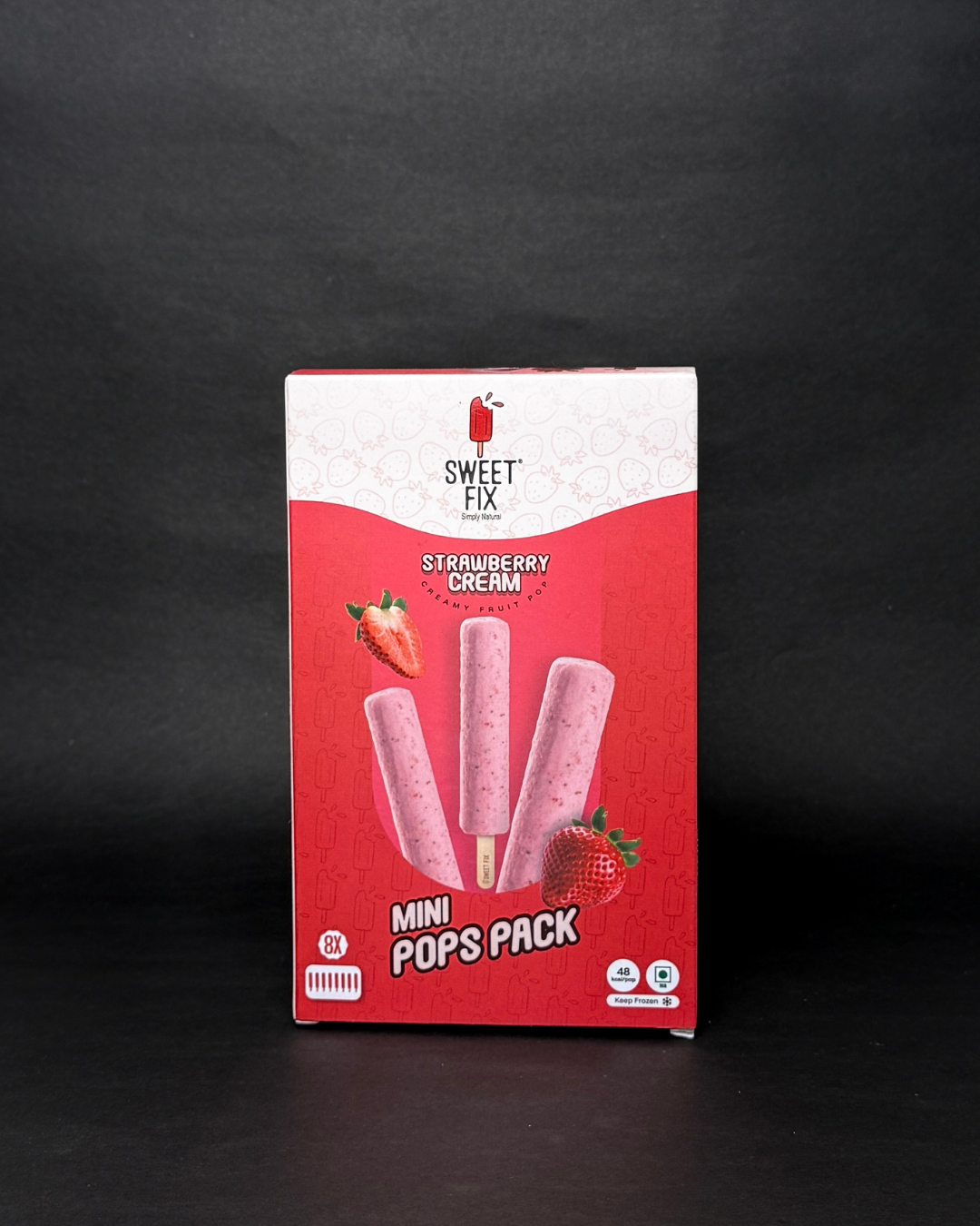 Sweet Fix Strawberry Cream Mini Pops Pack Of 8 Popsicles Pcs MRP 1000