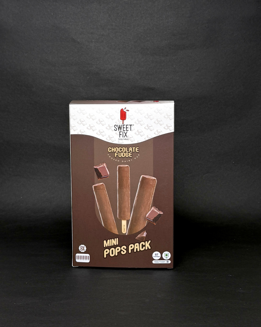 Sweet Fix Chocolate Fudge Mini Pops Pack Of 8 Popsicles Pcs MRP 1000