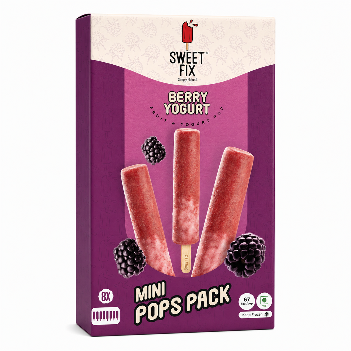 Sweet Fix Blackberry Yogurt Mini Pops (Pack Of 8 ) MRP 1000
