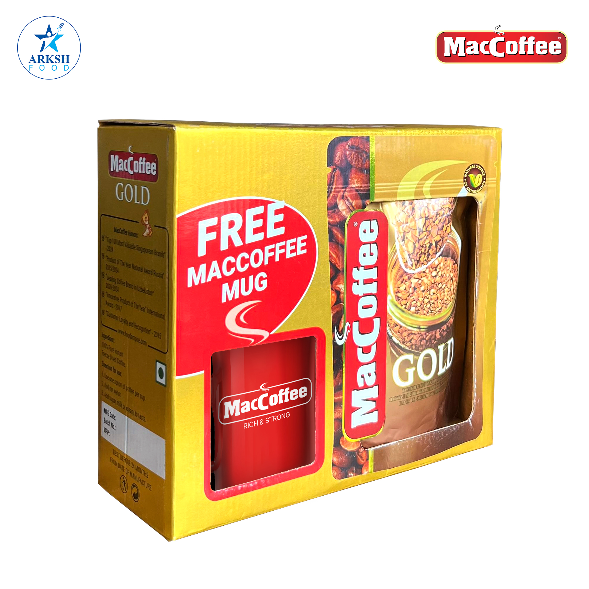 MacCoffee Gold Coffee with Free Ceramic Cup 150gm MRP 1275